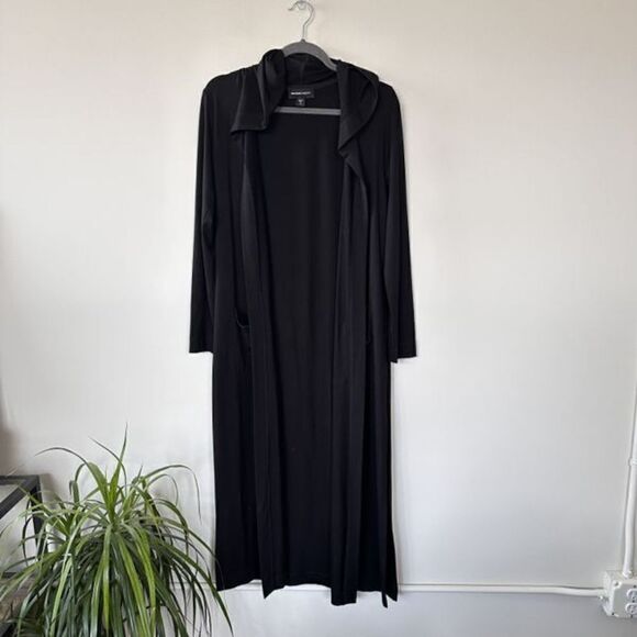 Revolve Fifteen Twenty Long Hooded Open Duster Cardigan Black S - Picture 7 of 10